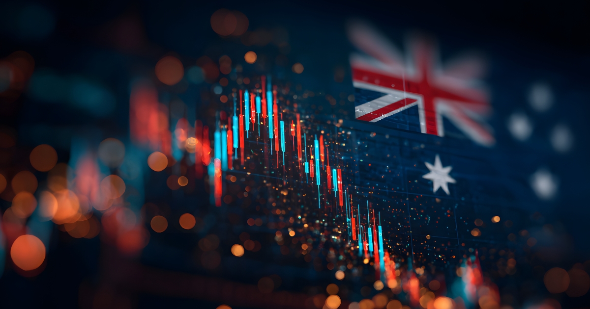 australian flag with candlestick bars